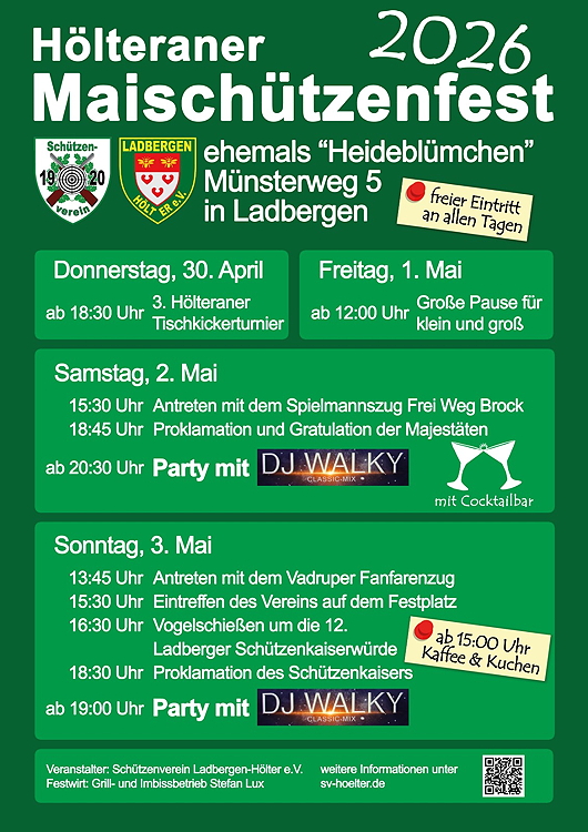 Programmablauf Schützenfest in Hölter 2026
