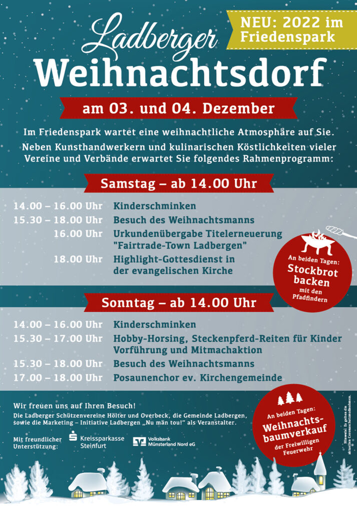Programm zum Weihnachtsdorf in Ladbergen